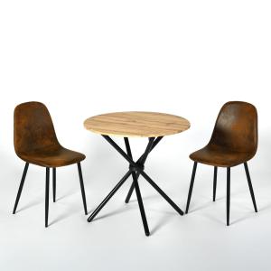 Ensemble Table ronde   2 chaises vintage