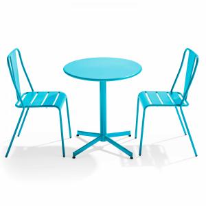 Ensemble table ronde et 2 chaises de jardin bistrot en méta…