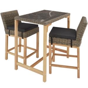 Ensemble Table rotin avec 2 chaises anti UV Pieds bois marr…