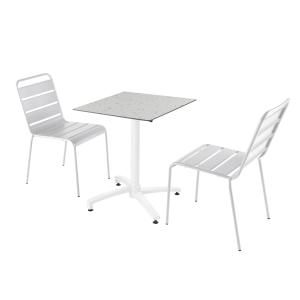 Ensemble table terrasse terrazzo et 2 chaises blanc