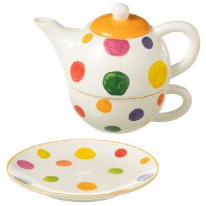 Ensemble théière égoïste en porcelaine à pois multicolores…
