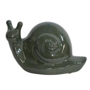 Escargot en céramique émaillée verte 34.5 x 18 x 19.5 cm