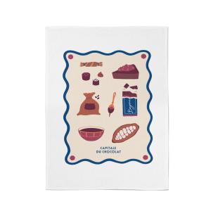 Essuie-main en coton marron beige et bleu 45x60