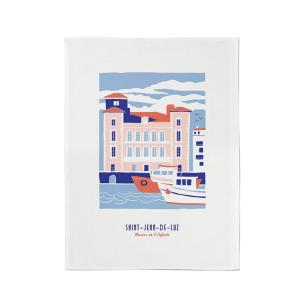 Essuie-mains en coton bleu et rose