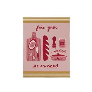 Essuie-mains en coton rouge et jaune à motif cuisine 45x60