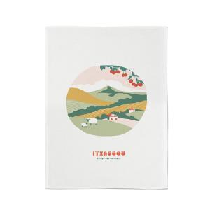 Essuie-mains en coton vert et rouge 45x60