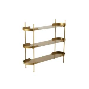 Etagère 120 cm - 3 niveaux bords arrondis - métal doré