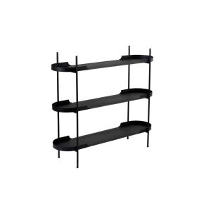 Etagère 120 cm - 3 niveaux bords arrondis - métal noir