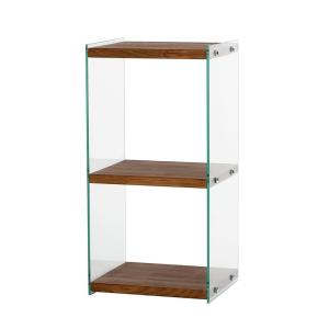 Etagère 3 niveaux en verre et bois foncé Marron