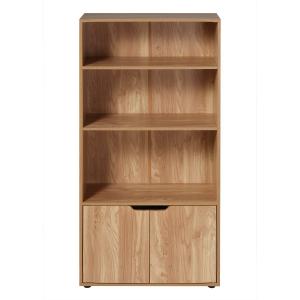 Etagère 3 niveaux et rangement 2 portes - H120 cm - Effet B…