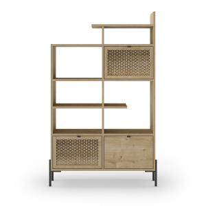 Étagère 3 portes décor chêne et pieds en métal - H160 cm…