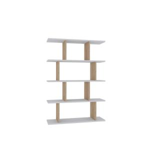 Etagère 4 niveaux blanc et décor chêne L90 cm