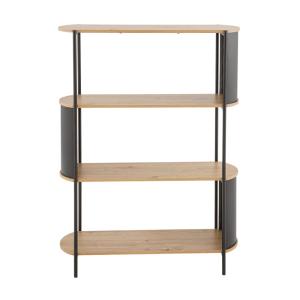 Etagère 4 niveaux décor bois avec flancs en métal noir