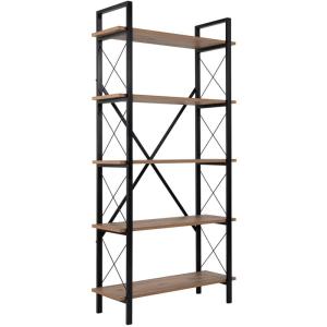 Etagère 5 niveaux 90x33,5x180 cm naturel et noir