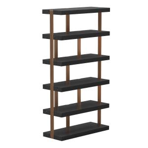 Etagère 6 niveaux 110x210cm chêne noir et métal brossé bron…