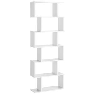 Étagère 6 niveaux zigzag style moderne effet bois blanc