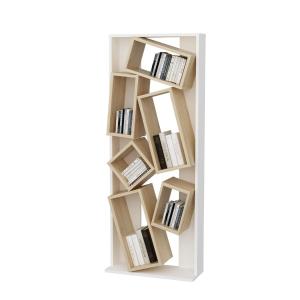 Etagère 6 tablettes blanc et décor chêne - L63 cm