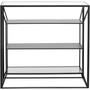 Etagère 90x90 en verre et acier noir