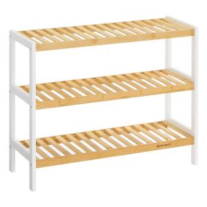 Etagère à chaussures 3 niveaux - L70 cm - Effet Bois clair