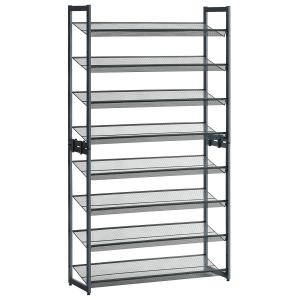 Etagère à chaussures 8 niveaux en métal noir - H163,4 cm