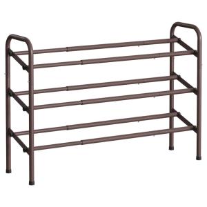 Étagère à chaussures à 3 niveaux en métal bronze