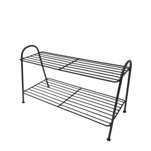 Étagère à chaussures en métal filaire noir 2 niveaux