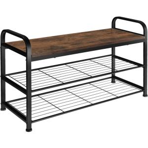 Étagère à chaussures style industriel 91x36x55 cm bois fonc…