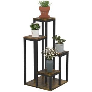 Étagère à fleurs 4 étagères acier noir