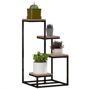 Étagère à plantes 4 niveaux métal et bois style industriel…