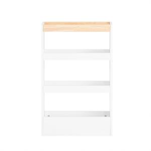 Étagère à roulettes avec 4 étages effet bois blanc
