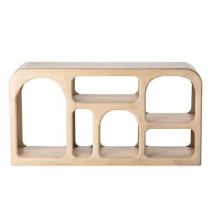 Etagère basse en bois de manguier avec niches