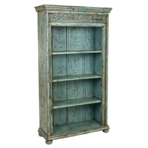 Étagère bibliothèque en bois bleu 100x40x180h