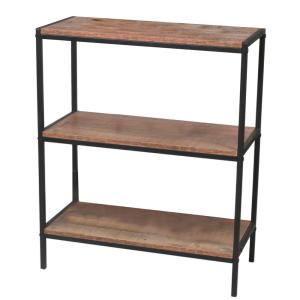 Étagère Bibliothèque en Métal Noir et Bois 3 Étages