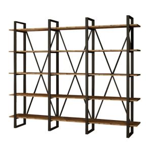 Étagère bibliothèque h180cm métal noir et chêne clair