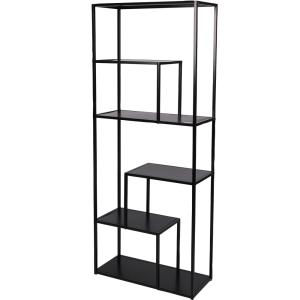 Étagère bibliothèque métal noir 6 niveaux 70x30x170cm