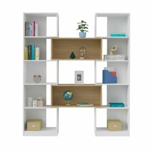 Etagère bibliothèque modulable blanc et bois