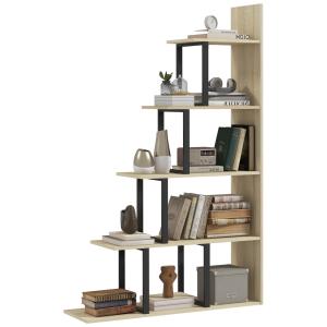 Étagère bibliothèque séparateur de pièce métal chêne