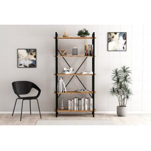 Étagère bibliothèque style industriel l100xh150cm métal noi…