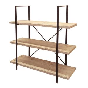 Étagère bois et métal noir 3 étages - Hauteur 106cm