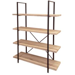 Étagère bois MDF et métal noir 4 étages H140cm