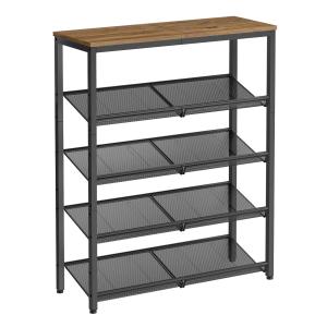 Étagère chaussure 5 niveaux gain de place marron miel et no…