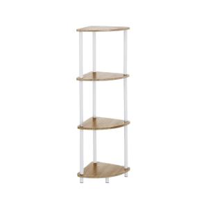 Étagère d'angle 4 plateaux en bois et métal blanc - 30x30x1…