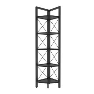 Etagère d'angle 5 tablettes noir - H160 cm