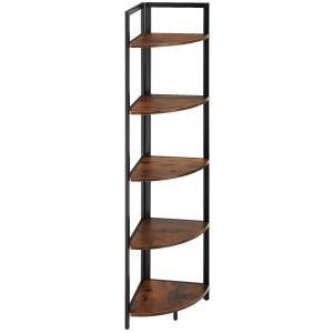 Étagère d’angle style industriel 30x30x150 cm bois foncé…