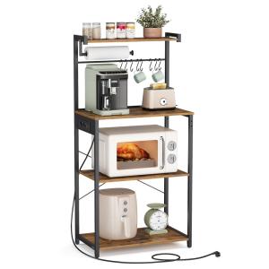 Étagère de cuisine avec multiprise étagère réglable marron…