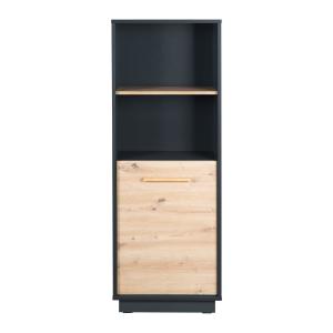 Étagère de rangement 1 porte 2 cases bois anthracite et chê…