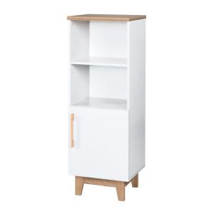 Étagère de rangement 1 porte 2 cases en bois blanc et chêne…