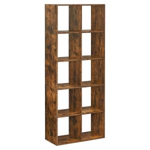 Étagère de Rangement 10 Compartiments Cube Marron Rustique