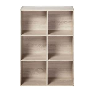Étagère de rangement 6 cases - L61 x H91 cm - Effet Bois cl…