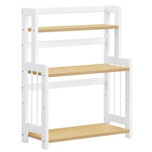 Étagère de rangement à 3 niveaux cadre en bambou chêne et b…